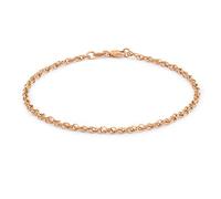CARISSIMA Women's 9 ct Rose Gold Hollow 2.1 mm Diamond Cut Prince of Wales Chain Bracelet of Length 18 cm/7 Inch