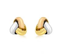 CARISSIMA Women's 9 ct Three Colour Gold 9 mm Triple Knot Stud Earrings