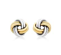 CARISSIMA Women's 9 ct Two Colour Gold 10 mm Yellow and White Gold Knot Stud Earrings