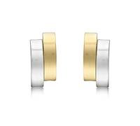CARISSIMA Women's 9 ct Two Tone Gold 5.5 x 11.2 mm Asymmetric Double Curved Bars Stud Earrings