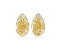 CARISSIMA Women's 9 ct Two Tone Gold 8.1 x 12.8 mm Lace Style Swirl Teardrop Stud Earrings