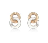 CARISSIMA Women's 9 ct Two-Tone Gold Cubic Zirconia Double Ring Stud Earrings