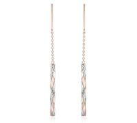 CARISSIMA Women's 9 ct Two Tone Gold White and Rose Twist Pole and Chain 2.5 x 66 mm Drop Earrings