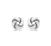 CARISSIMA Women's 9 ct White Gold 10 mm Rectangular Tube Knot Stud Earrings