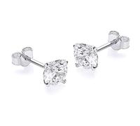 CARISSIMA Women's 9 ct White Gold 6 mm Round Cubic Zirconia Stud Earrings