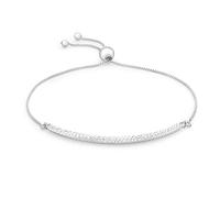 CARISSIMA Women's 9 ct White Gold Box and Pine Diamond Cut Banglet 25.40 cm/10 inch