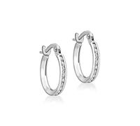 CARISSIMA Women's 9 ct White Gold Cubic Zirconia Band 13 mm Creole Earrings