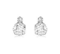 CARISSIMA Women's 9 ct White Gold Double Round Cubic Zirconia 6 x 8 mm Stud Earrings