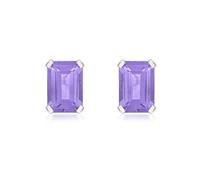 CARISSIMA Women's 9 ct White Gold Rectangular Amethyst Stud Earrings