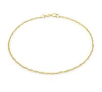 CARISSIMA Women's 9 ct Yellow Gold 0.8 mm 16 PG Twist Curb Chain Anklet of Length 23 cm/9 Inch