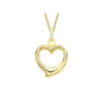 CARISSIMA Women's 9 ct Yellow Gold 12 x 14 mm Heart Pendant on 9 ct Yellow Gold 0.7 mm Diamond Cut Curb Chain Necklace of Length 46 cm/18 Inch