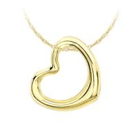 CARISSIMA Women's 9 ct Yellow Gold 12 x 14 mm Heart Slider Pendant on 9 ct Yellow Gold 0.9 mm Diamond Cut Twist Curb Chain Necklace of Length 46 cm/18 Inch