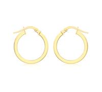 CARISSIMA Women's 9 ct Yellow Gold 16 mm Polished Triangular Tube Creole Hinged Post Earrings
