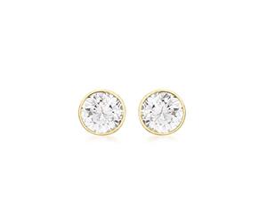 CARISSIMA Women's 9 ct Yellow Gold 4 mm Round Cubic Zirconia Stud Earrings