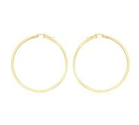 CARISSIMA Women's 9 ct Yellow Gold 40 mm Polished Rectangular Tube Creole Hinged Post Earrings
