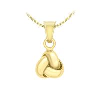 CARISSIMA Women's 9 ct Yellow Gold 9 x 18 mm Triple Knot Pendant on 9 ct Yellow Gold 0.7 mm Diamond Cut Curb Chain Necklace of Length 46 cm/18 Inch