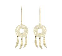 CARISSIMA Women's 9 ct Yellow Gold Circle Cut Out Dream Catcher Dangle and Drop Earrings