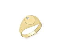 CARISSIMA Women's 9 ct Yellow Gold Cubic Zirconia 7 x 9 mm Oval Signet Ring, Size N