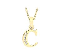 CARISSIMA Women's 9 ct Yellow Gold Cubic Zirconia 8 x 12 mm Initial C Pendant on 9 ct Yellow Gold 0.7 mm Diamond Cut Curb Chain Necklace of Length 46 cm/18 Inch