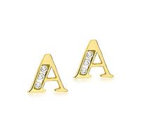 CARISSIMA Women's 9 ct Yellow Gold Cubic Zirconia 'A' Initial Stud Earrings
