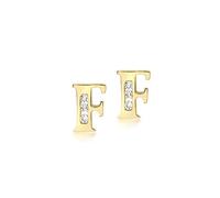 CARISSIMA Women's 9 ct Yellow Gold Cubic Zirconia 'F' Initial Stud Earrings