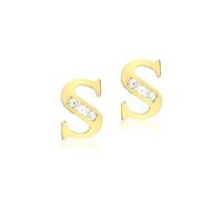 CARISSIMA Women's 9 ct Yellow Gold Cubic Zirconia S Initial Stud Earrings