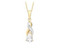 CARISSIMA Women's 9 ct Yellow Gold Diamond and Aquamarine Cross-Over Pendant on Curb Chain Necklace of 46 cm/18 inch