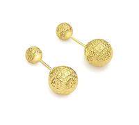 CARISSIMA Women's 9 ct Yellow Gold Diamond Cut 6 mm and 10 mm Reversible Ball Stud Earrings