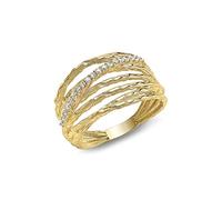 CARISSIMA Women's 9 ct Yellow Gold Diamond Cut Five Band Crossover Ring, Size L