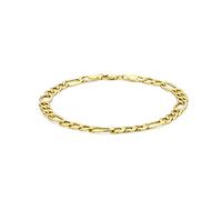 CARISSIMA Women's 9 ct Yellow Gold Hollow 5.1 mm Diamond Cut Figaro Chain Bracelet of Length 19 cm/7.5 Inch