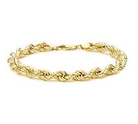CARISSIMA Women's 9 ct Yellow Gold Hollow 6 mm 120 PG Rope Chain Bracelet of Length 20 cm/8 Inch