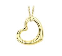 CARISSIMA Women's 9 ct Yellow Gold Medium Floating Heart Pendant on Curb Chain Necklace of Length 46 cm