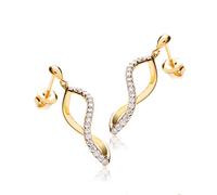 CARISSIMA Women's 9 ct Yellow Gold Pave Set Cubic Zirconia 9 x 32 mm Figure Eight Drop Earrings