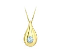 CARISSIMA Women's 9 ct Yellow Gold Round Blue Topaz Teardrop Pendant on Box Chain Adjustable Necklace of 46 cm/18 inch
