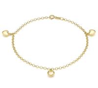 CARISSIMA Women's 9 ct Yellow Gold Three Heart 2 mm Round Belcher Chain Bracelet of Length 18 cm/7 Inch