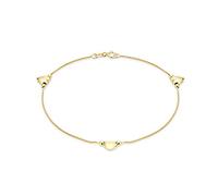 CARISSIMA Women's 9 ct Yellow Gold Three Heart Charm Box Chain Bracelet of Length 18 cm/7 Inch