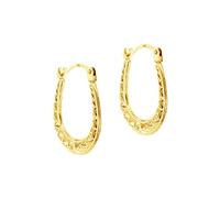 CARISSIMA Women's 9 ct Yellow Gold Women's Mini Pattern Creole Earrings