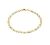 CARISSIMA Women's 9ct 2 Colour Gold 3 Plait Herringbone Bracelet of 19cm/7.5"
