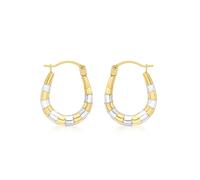 CARISSIMA Women's 9ct 2 Colour Gold Ribbed Creole Earrings
