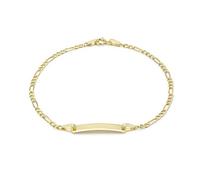 CARISSIMA Women's 9ct Hollow Figaro 19.5mm x 5mm ID Bracelet 18cm/7''/Customizable Name Engraving