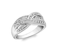 CARISSIMA Women's 9ct White Gold 0.25ct Triple Crossover Diamond Ring - Size N