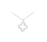CARISSIMA Women's 9ct White Gold 1mm CZ Petal Necklace Adjustable 43cm/17' - 46cm/18'