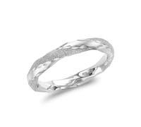 CARISSIMA Women's 9ct White Gold 3mm Polished and Textured Twist Ring - Size M