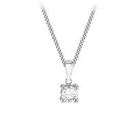 CARISSIMA Women's 9ct White Gold 4.5mm White Round CZ Solitaire Pendant on 9ct White Gold Curb Chain 46cm/18'