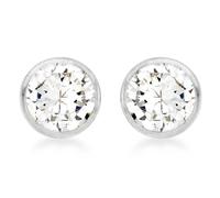 CARISSIMA Women's 9ct White Gold 4 mm Round Cubic Zirconia Stud Earrings