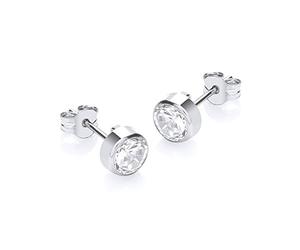 CARISSIMA Women's 9ct White Gold 5mm Round Cubic Zirconia Stud Earrings