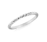 CARISSIMA Women's 9ct White Gold Diamond Cut Slim Band Stack Ring #O