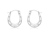 CARISSIMA Women's 9ct White Gold Mini Groove Creole Earrings
