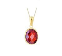 Carissima Women's 9ct Yellow Gold 10mm x 8mm Maroon Oval Drop Necklace with 25 Diamond Cut Curb Chain 46cm/18'