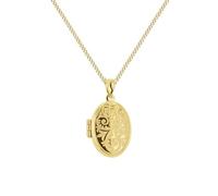 CARISSIMA Women's 9ct Yellow Gold 13mm x 23.5mm Oval Floral Engraved Locket Pendant on 9ct Yellow Gold Curb Chain 46cm/18